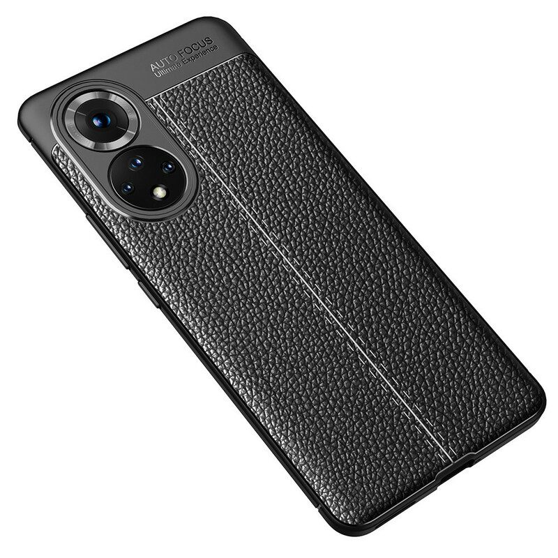 Hoesje voor Honor 50 Pro Pro Dubbele Lijn Litchi Leereffect