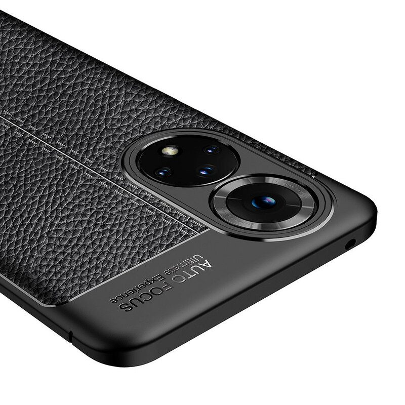 Hoesje voor Honor 50 Pro Pro Dubbele Lijn Litchi Leereffect