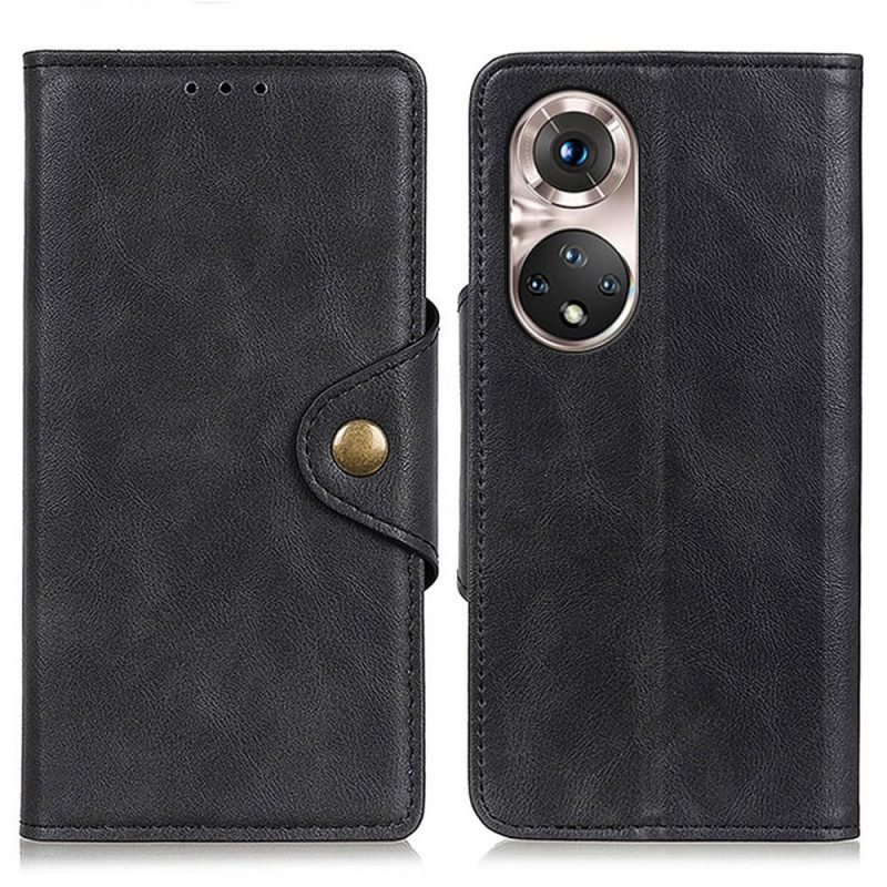 Leren Hoesje voor Huawei Nova 9 Pro Vintage Kunstleer En Knop