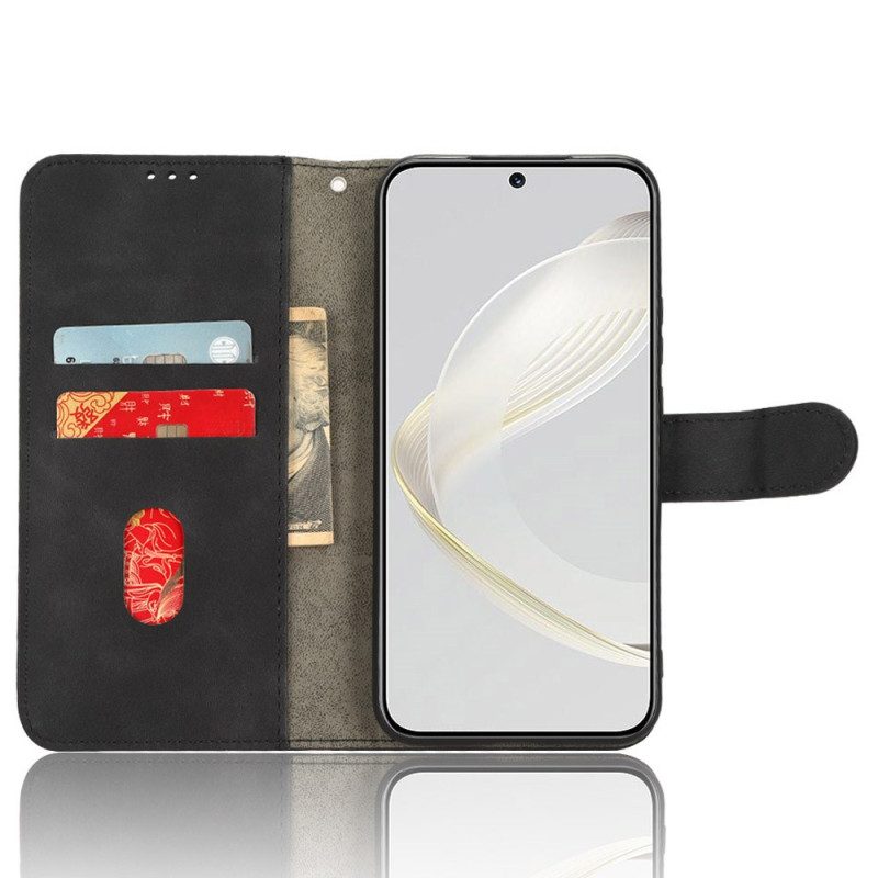 Flip Case Leren Huawei Nova 12s Suède-effect Met Riempje