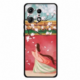 Case Hoesje Motorola Edge 50 Pro Telefoonhoesje Vrouw Met Perzikbloesems