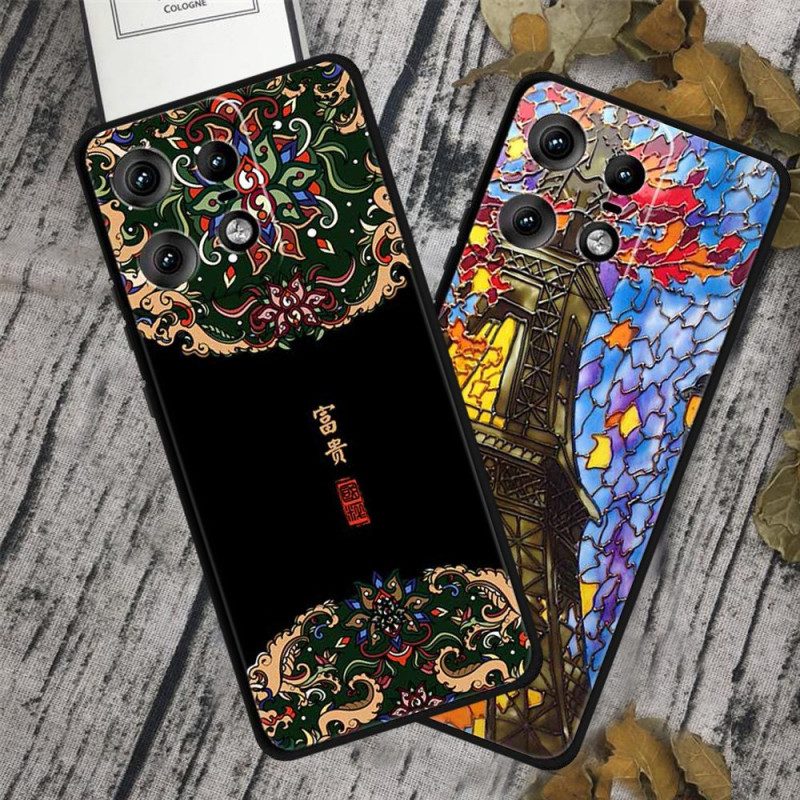 Case Hoesje Motorola Edge 50 Pro Telefoonhoesje Vrouw Met Perzikbloesems