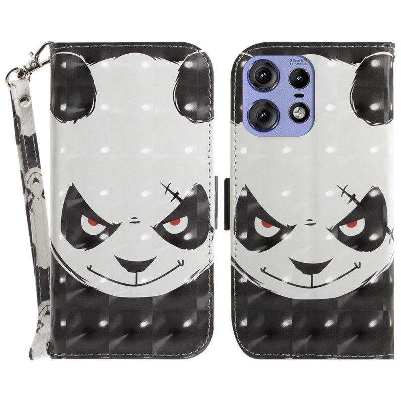 Folio-hoesje Motorola Edge 50 Pro Telefoonhoesje Boze Panda Met Riem