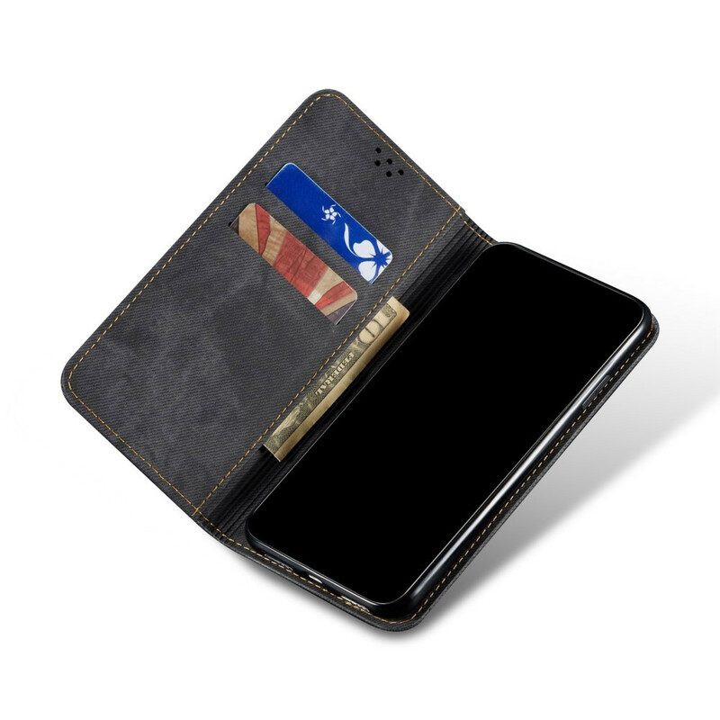 Bescherming Hoesje voor iPhone 13 Mini Folio-hoesje De Textuur Van Jeans Van Het Leer Van Het Imitatieleer