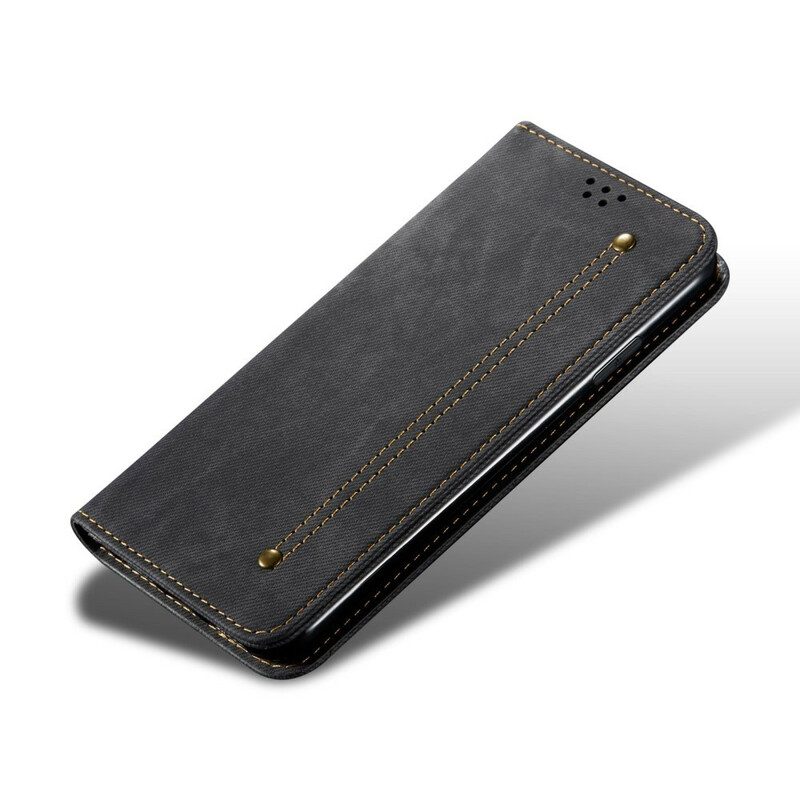 Bescherming Hoesje voor iPhone 13 Mini Folio-hoesje De Textuur Van Jeans Van Het Leer Van Het Imitatieleer