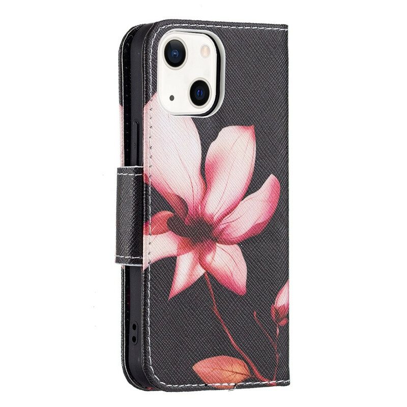 Flip Case voor iPhone 13 Mini Roze Bloem