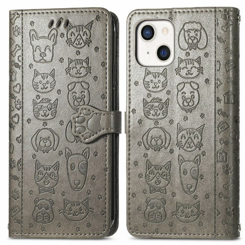 Folio-hoesje voor iPhone 13 Mini Geanimeerde Dieren