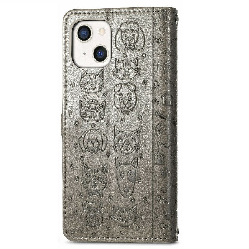 Folio-hoesje voor iPhone 13 Mini Geanimeerde Dieren