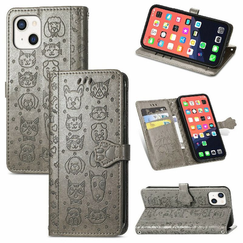 Folio-hoesje voor iPhone 13 Mini Geanimeerde Dieren