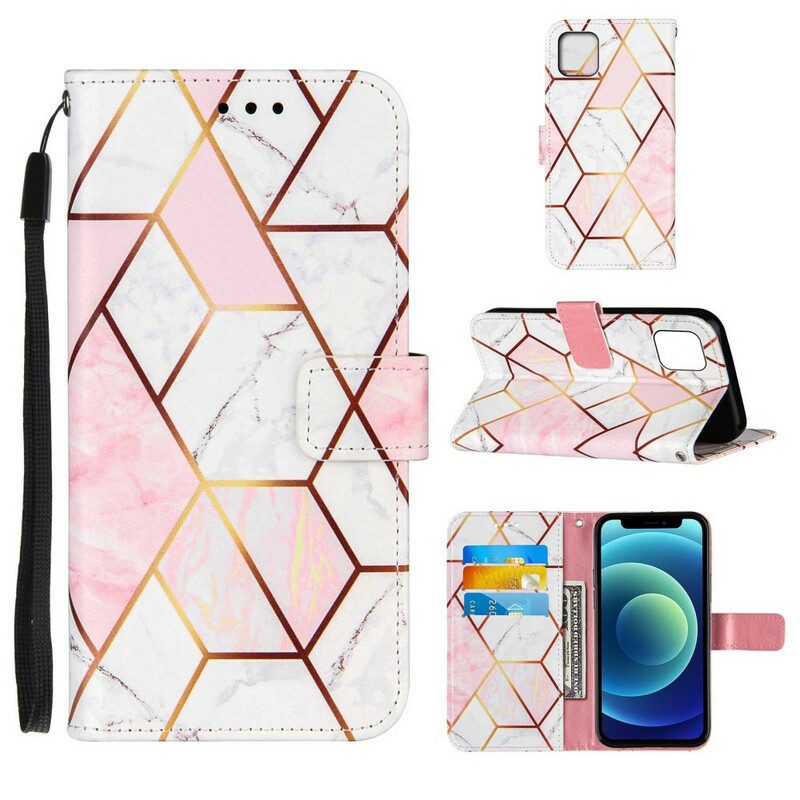 Folio-hoesje voor iPhone 13 Mini Geometrisch Marmer