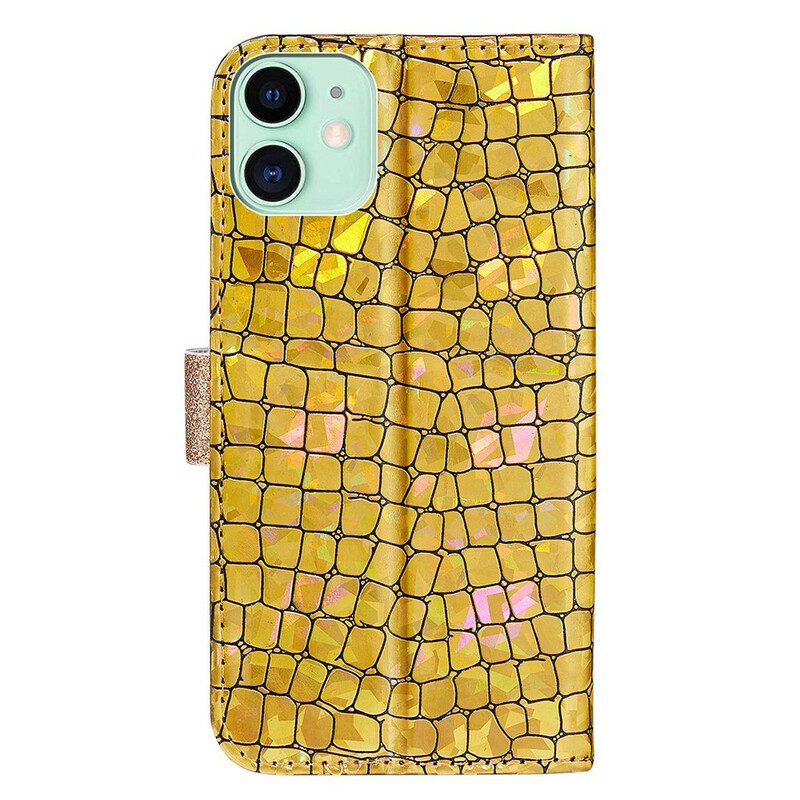 Folio-hoesje voor iPhone 13 Mini Krokodil Diamanten