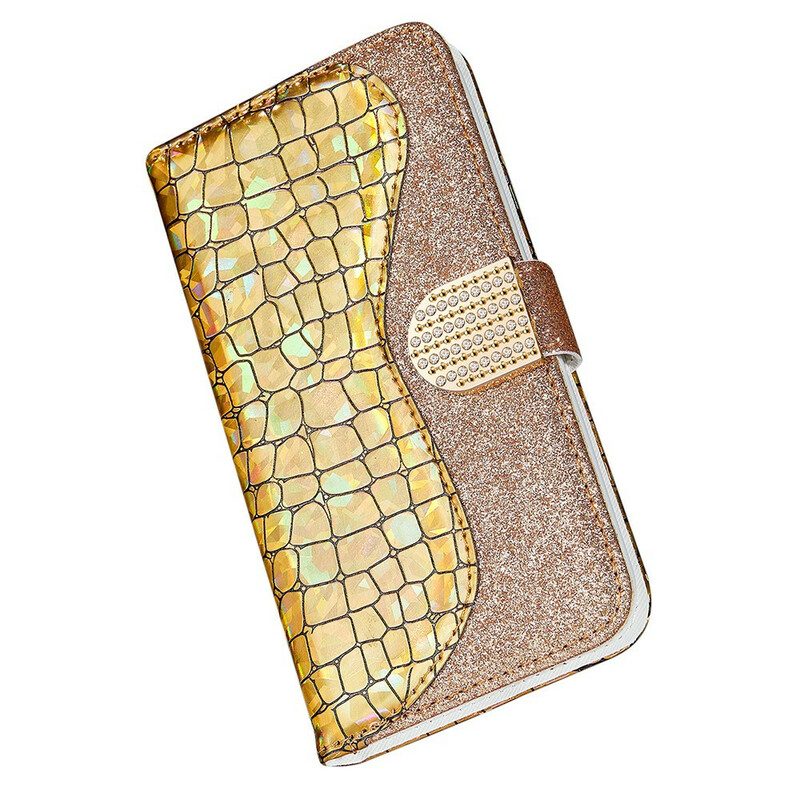 Folio-hoesje voor iPhone 13 Mini Krokodil Diamanten