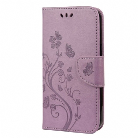 Folio-hoesje voor iPhone 13 Mini Met Ketting Strakke Bloemen