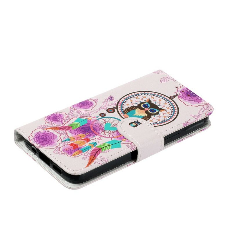 Folio-hoesje voor iPhone 13 Mini Met Ketting Strappy Uil Mandala