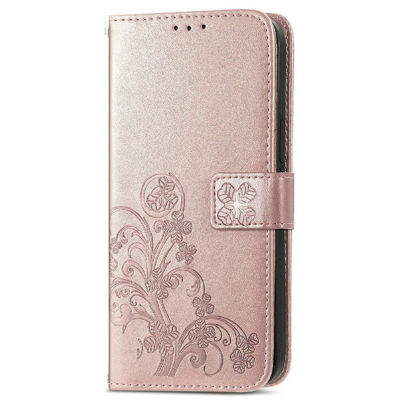 Folio-hoesje voor iPhone 13 Mini Met Ketting Vlinders En Bloemen Riem