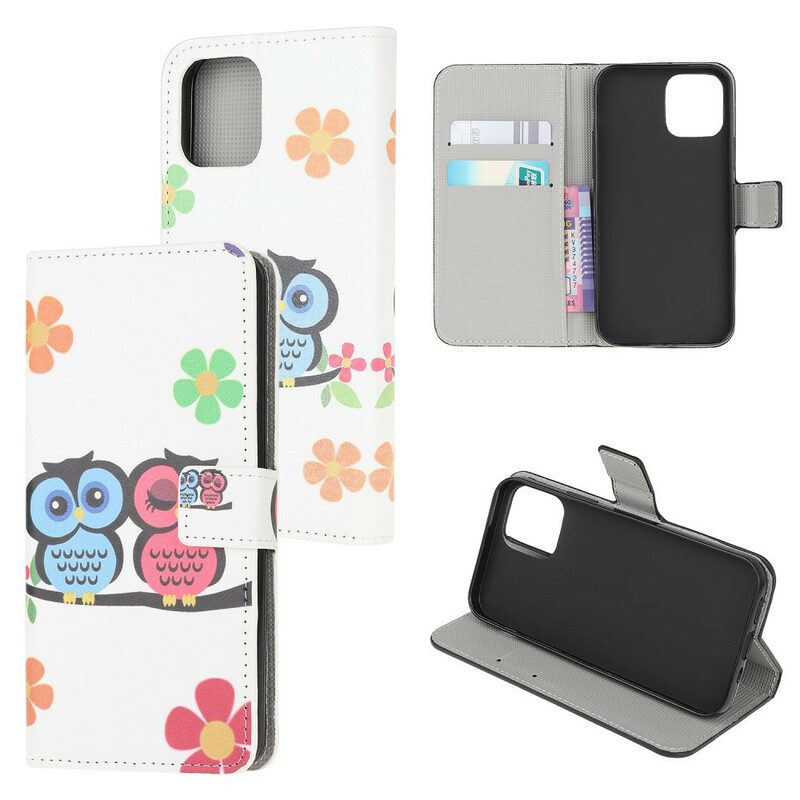 Folio-hoesje voor iPhone 13 Mini Paar Uilen