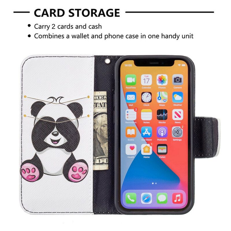 Folio-hoesje voor iPhone 13 Mini Panda-plezier