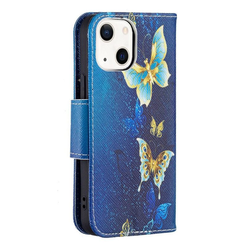 Folio-hoesje voor iPhone 13 Mini Vlinders Koningen