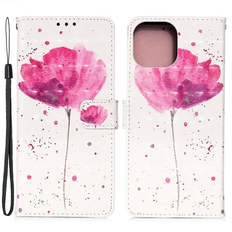 Hoesje Folio-hoesje voor iPhone 13 Mini Aquarel Papaver