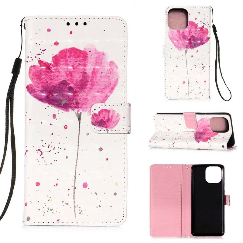 Hoesje Folio-hoesje voor iPhone 13 Mini Aquarel Papaver