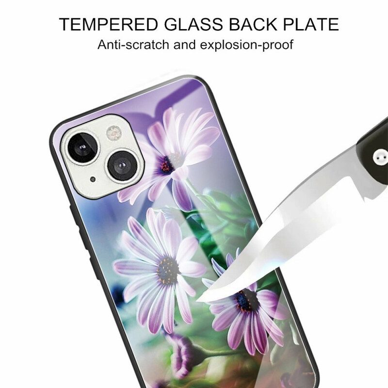 Hoesje voor iPhone 13 Mini Gehard Glas Realistische Bloemen