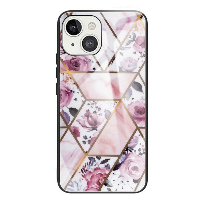 Hoesje voor iPhone 13 Mini Geometrie Marmer Gehard Glas