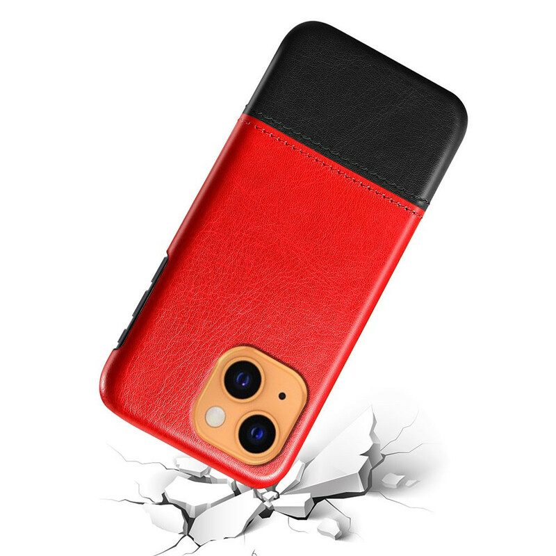 Hoesje voor iPhone 13 Mini Ksq Tweekleurig Leereffect