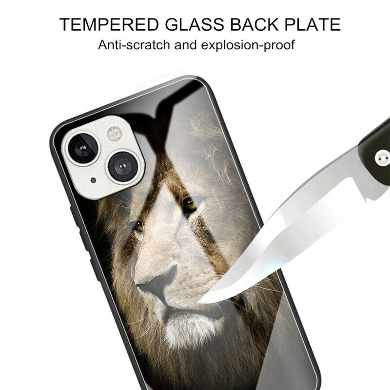 Hoesje voor iPhone 13 Mini Leeuwenkop Van Gehard Glas