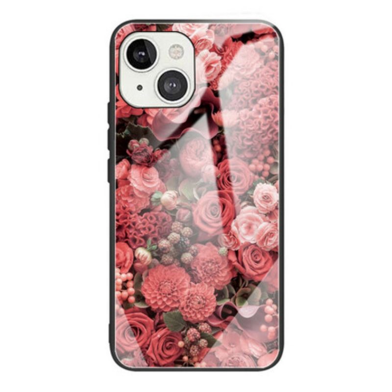 Hoesje voor iPhone 13 Mini Rose Bloemen Gehard Glas