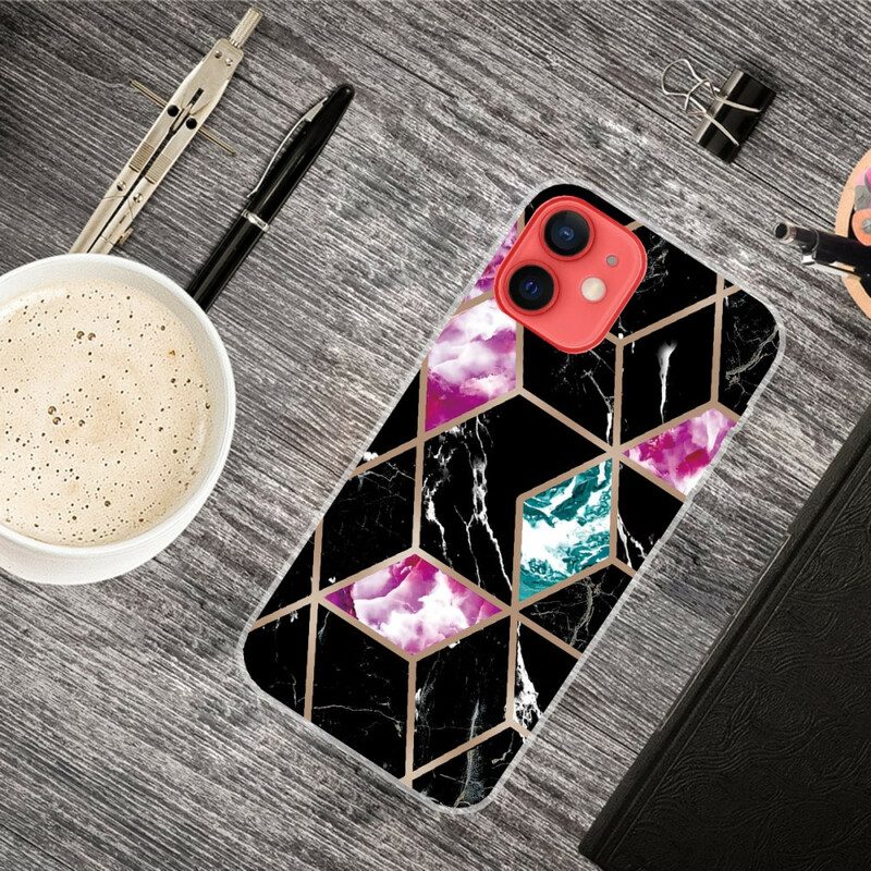 Hoesje voor iPhone 13 Mini Variabel Geometrisch Marmer