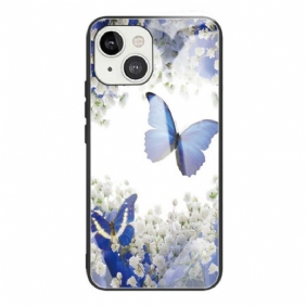 Hoesje voor iPhone 13 Mini Vlinders Design Gehard Glas