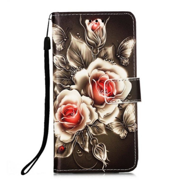 Leren Hoesje voor iPhone 13 Mini Gouden Rozen