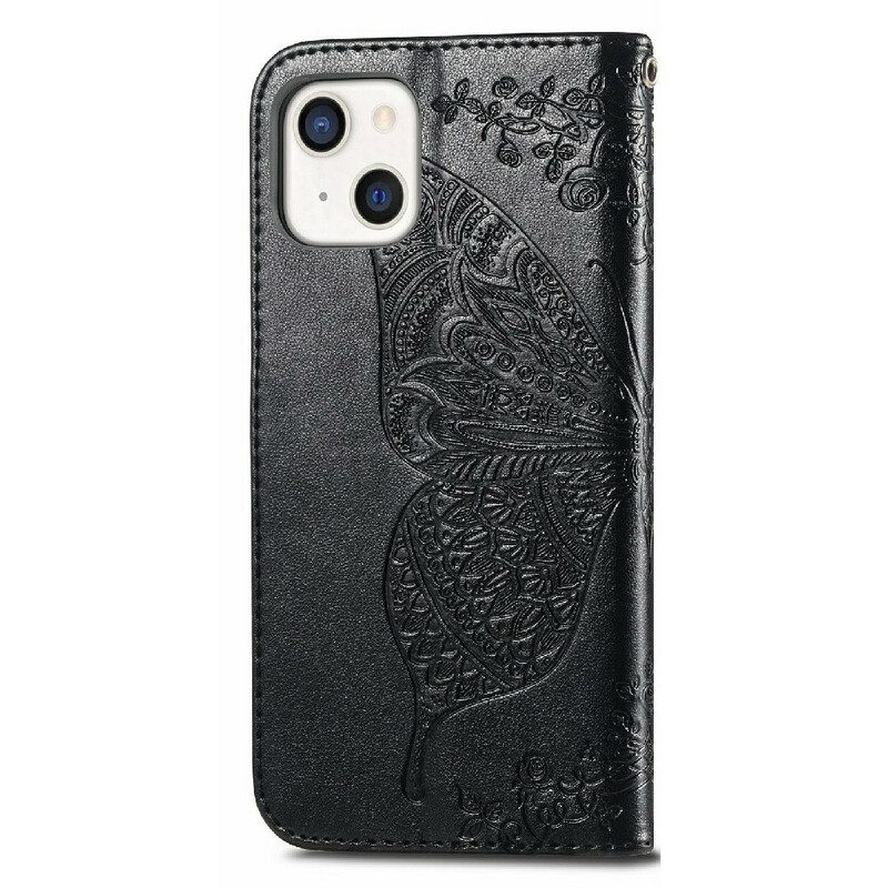 Leren Hoesje voor iPhone 13 Mini Halve Vlinders