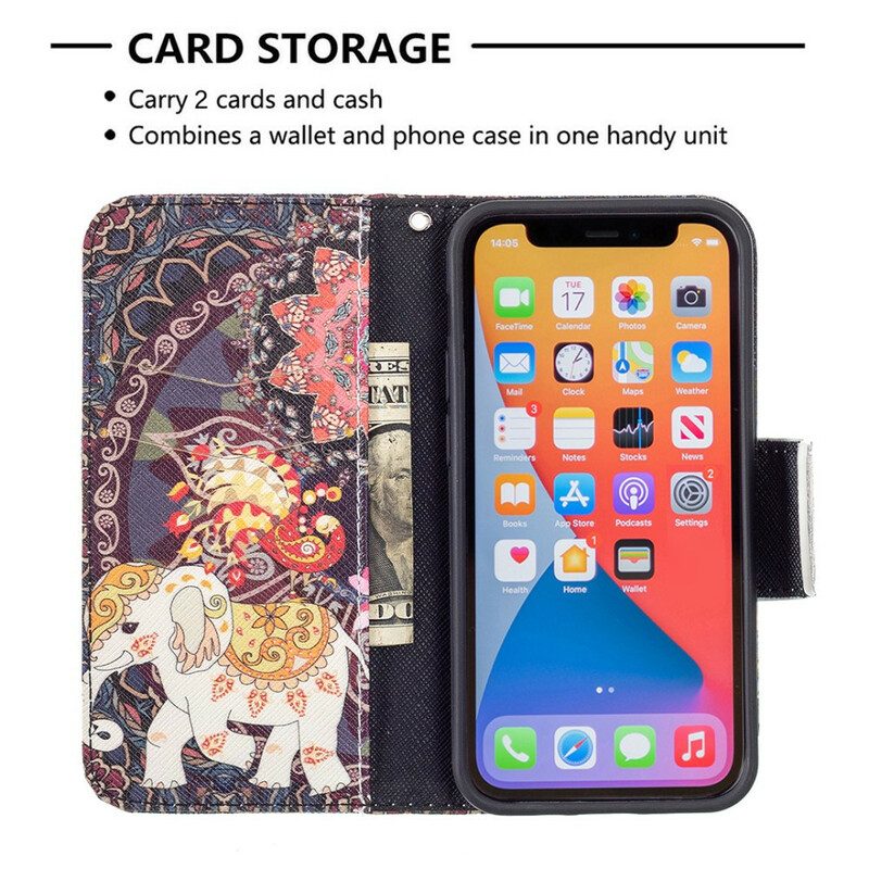 Leren Hoesje voor iPhone 13 Mini Indische Olifant