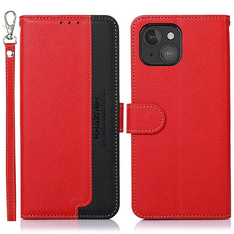 Leren Hoesje voor iPhone 13 Mini Lychee-stijl Rfid Khazneh