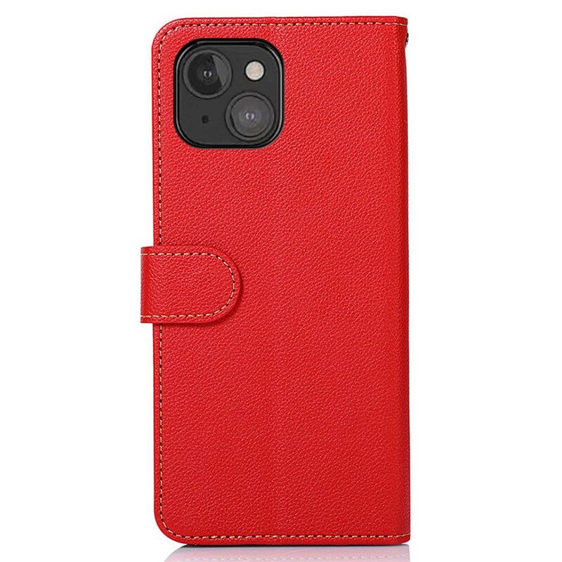 Leren Hoesje voor iPhone 13 Mini Lychee-stijl Rfid Khazneh