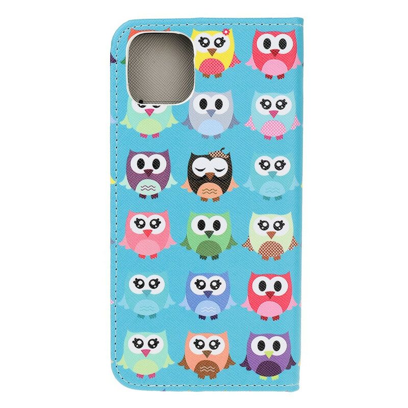 Leren Hoesje voor iPhone 13 Mini Meerdere Uilen