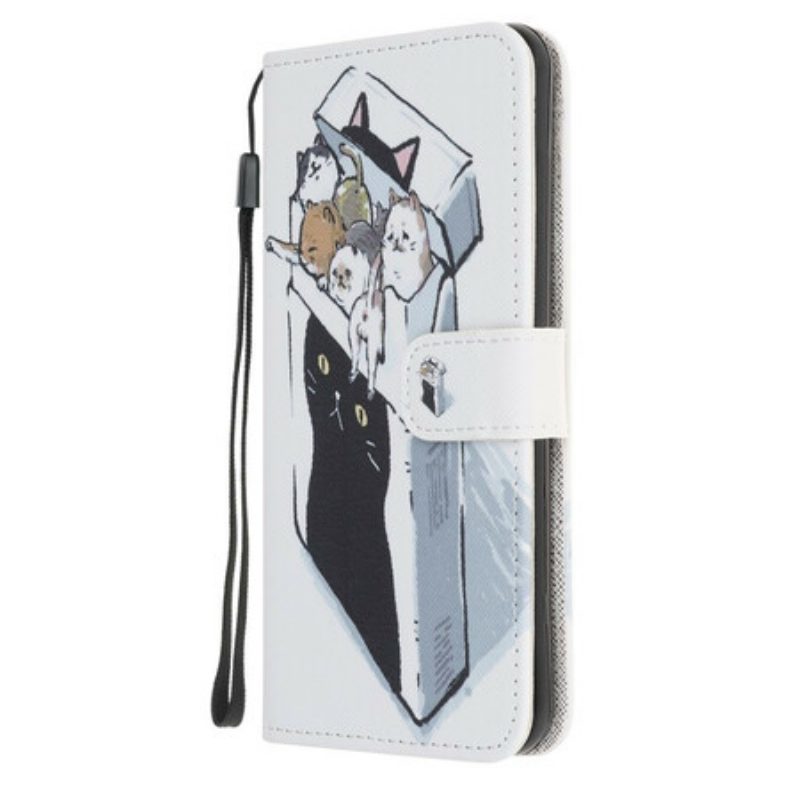 Leren Hoesje voor iPhone 13 Mini Met Ketting Levering Katten Met Strings