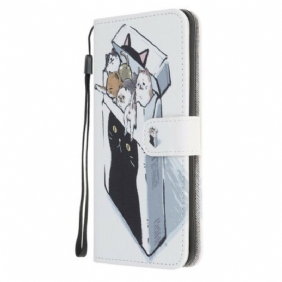 Leren Hoesje voor iPhone 13 Mini Met Ketting Levering Katten Met Strings