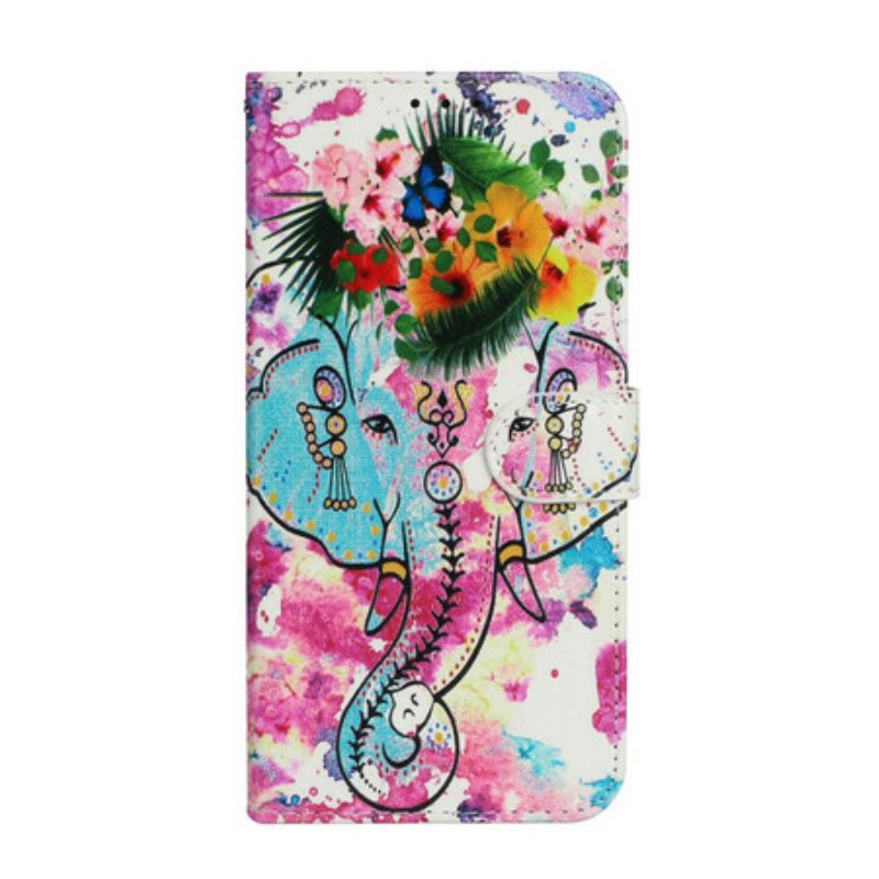 Leren Hoesje voor iPhone 13 Mini Olifant Schilderij