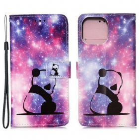 Leren Hoesje voor iPhone 13 Mini Panda Galaxy