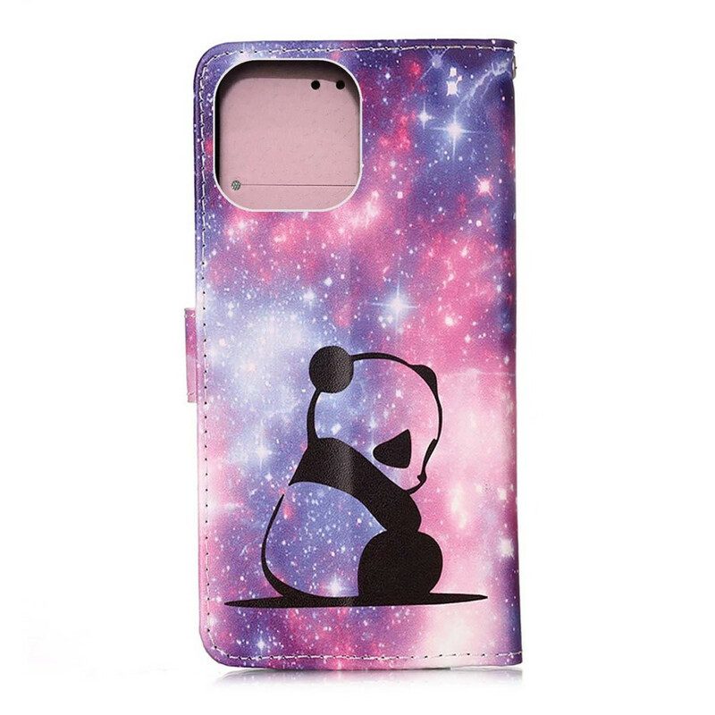 Leren Hoesje voor iPhone 13 Mini Panda Galaxy