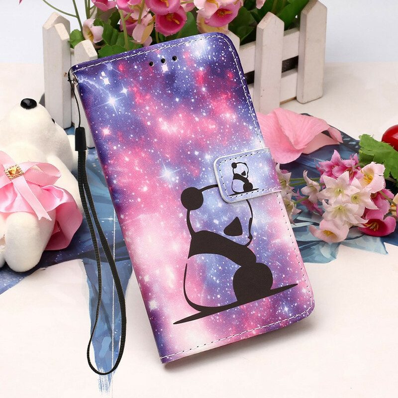 Leren Hoesje voor iPhone 13 Mini Panda Galaxy