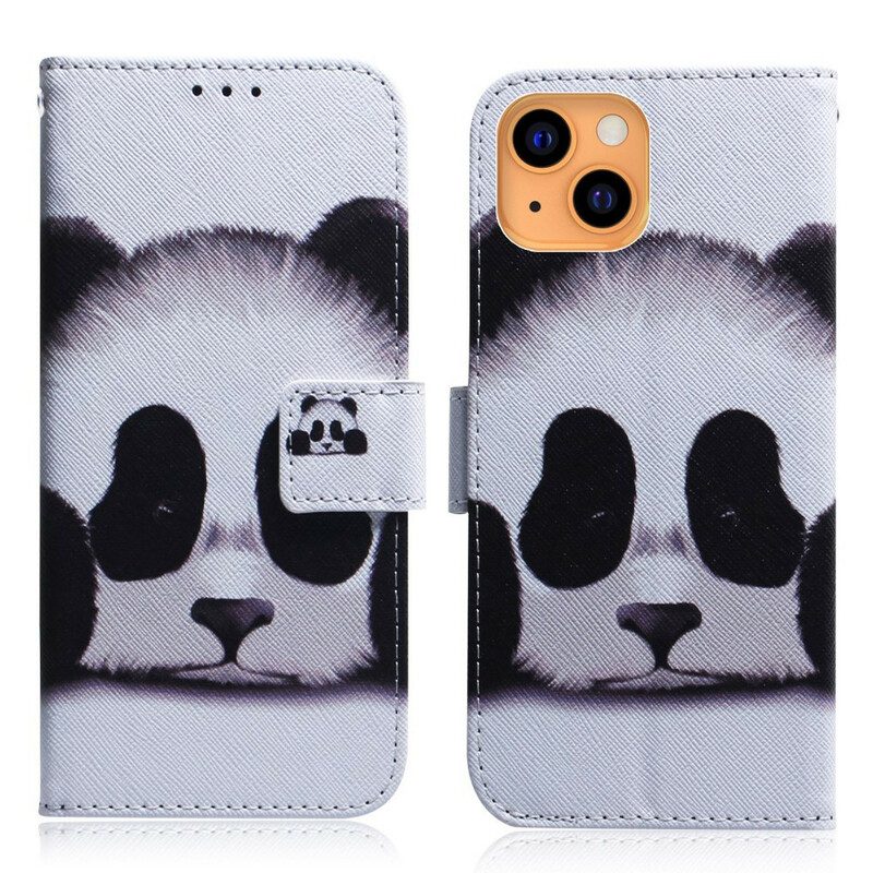 Leren Hoesje voor iPhone 13 Mini Panda Gezicht