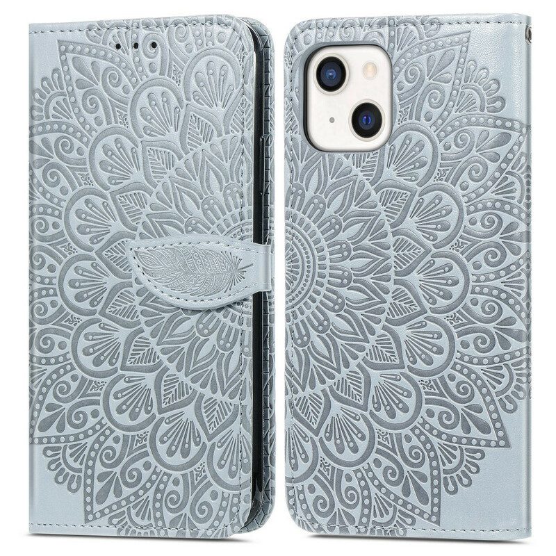 Leren Hoesje voor iPhone 13 Mini Stammen Bladeren