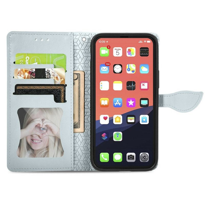 Leren Hoesje voor iPhone 13 Mini Stammen Bladeren