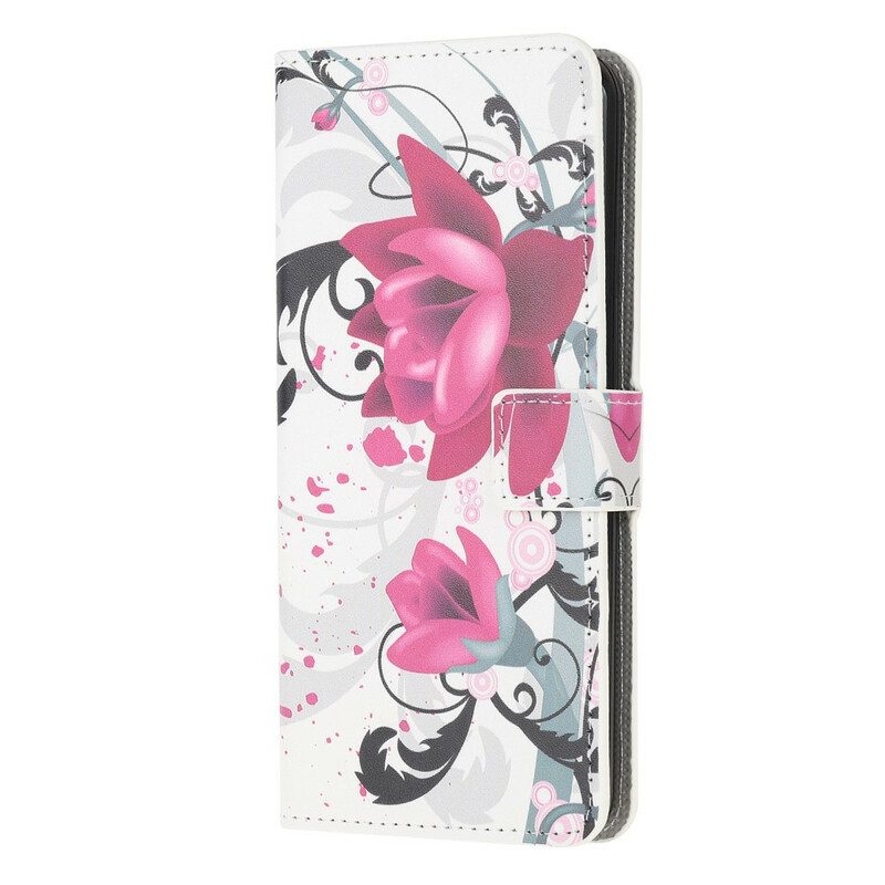 Leren Hoesje voor iPhone 13 Mini Tropische Bloemen