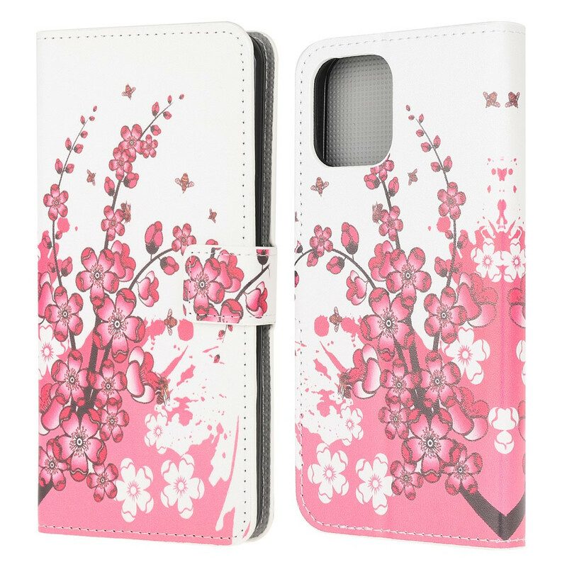 Leren Hoesje voor iPhone 13 Mini Tropische Bloemen