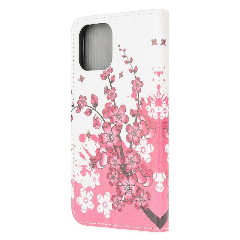 Leren Hoesje voor iPhone 13 Mini Tropische Bloemen