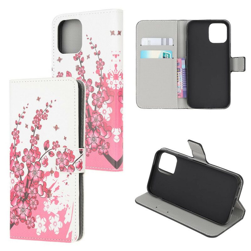 Leren Hoesje voor iPhone 13 Mini Tropische Bloemen